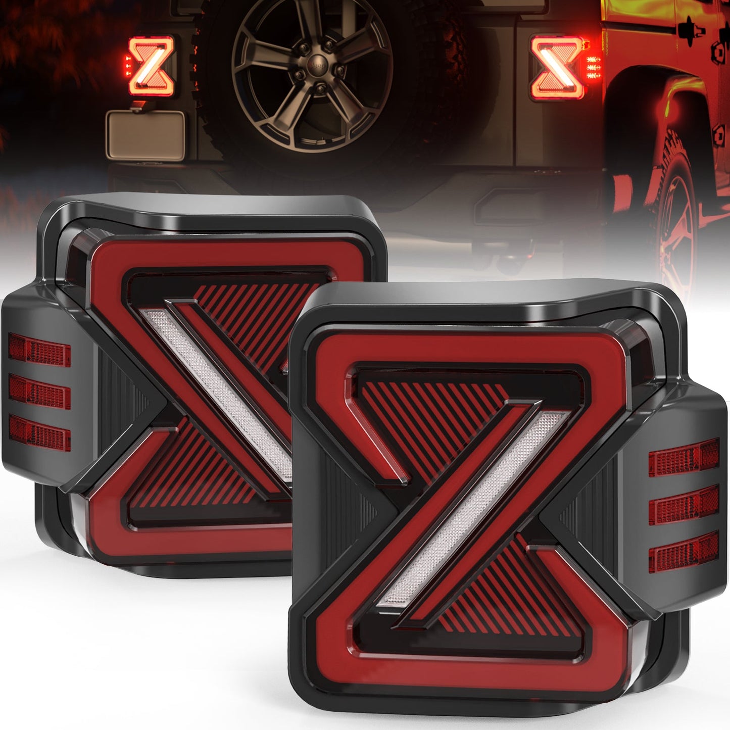 LED Tail Lights for 2007-2018 Jeep Wrangler JK, JKU, Sport, Sahara, Rubicon (1 pair)