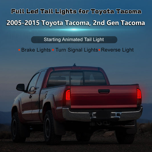 mcooo Full Led Tail Lights for Toyota Tacoma 2005-2015 Rear Light Assembly, Turn Signal,Brake Light,Reverse Light Smoked