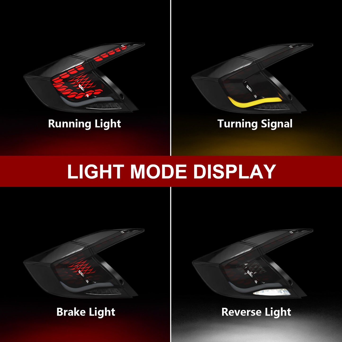 LED Tail Lights for 2016-2021 Honda Civic 10th Gen Sedan (1 pair)