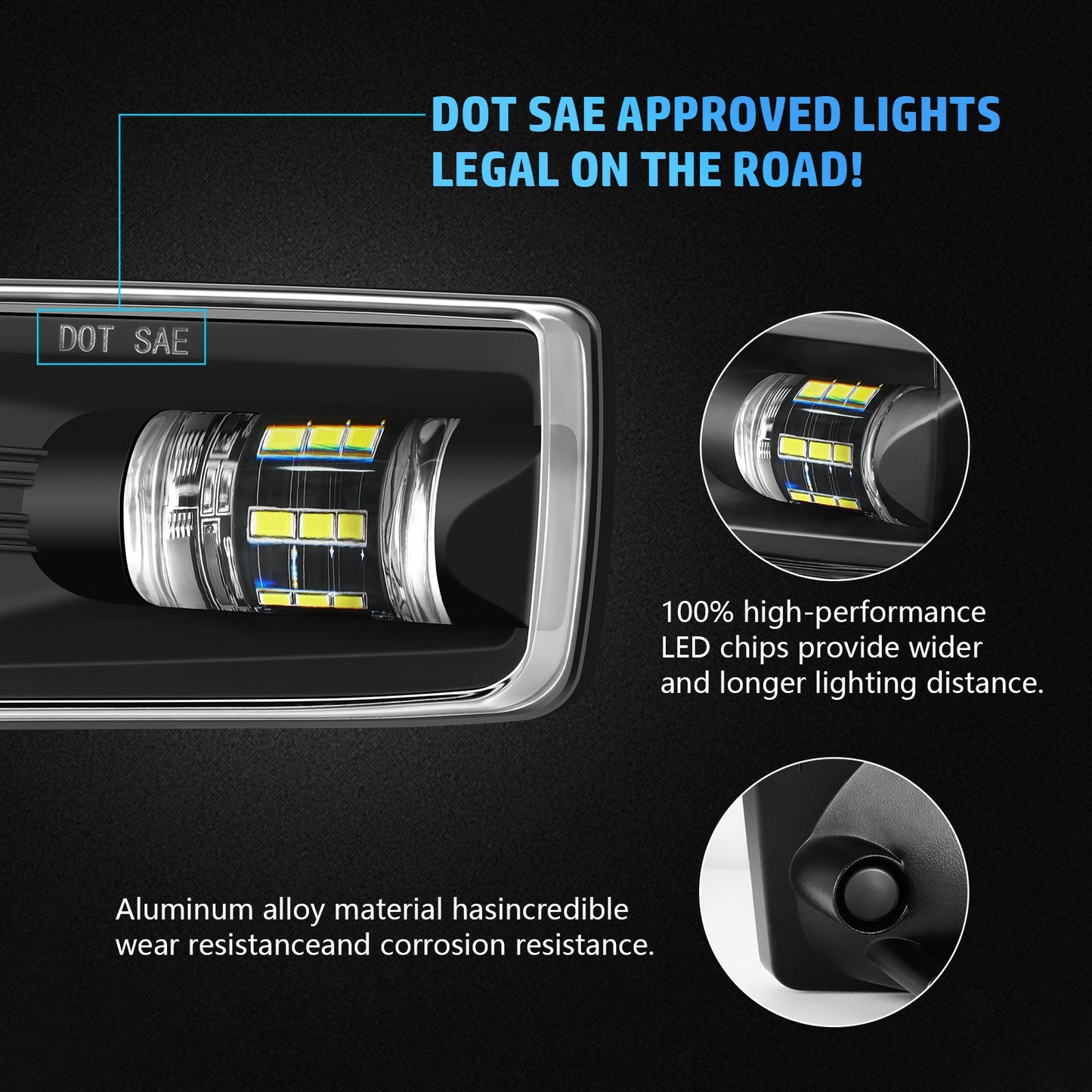 LED Fog Lights for 2007-2014 Chevy Silverado, 2007-2015 Suburban, 2007-2013 Avalanche, 2007-2013 Tahoe