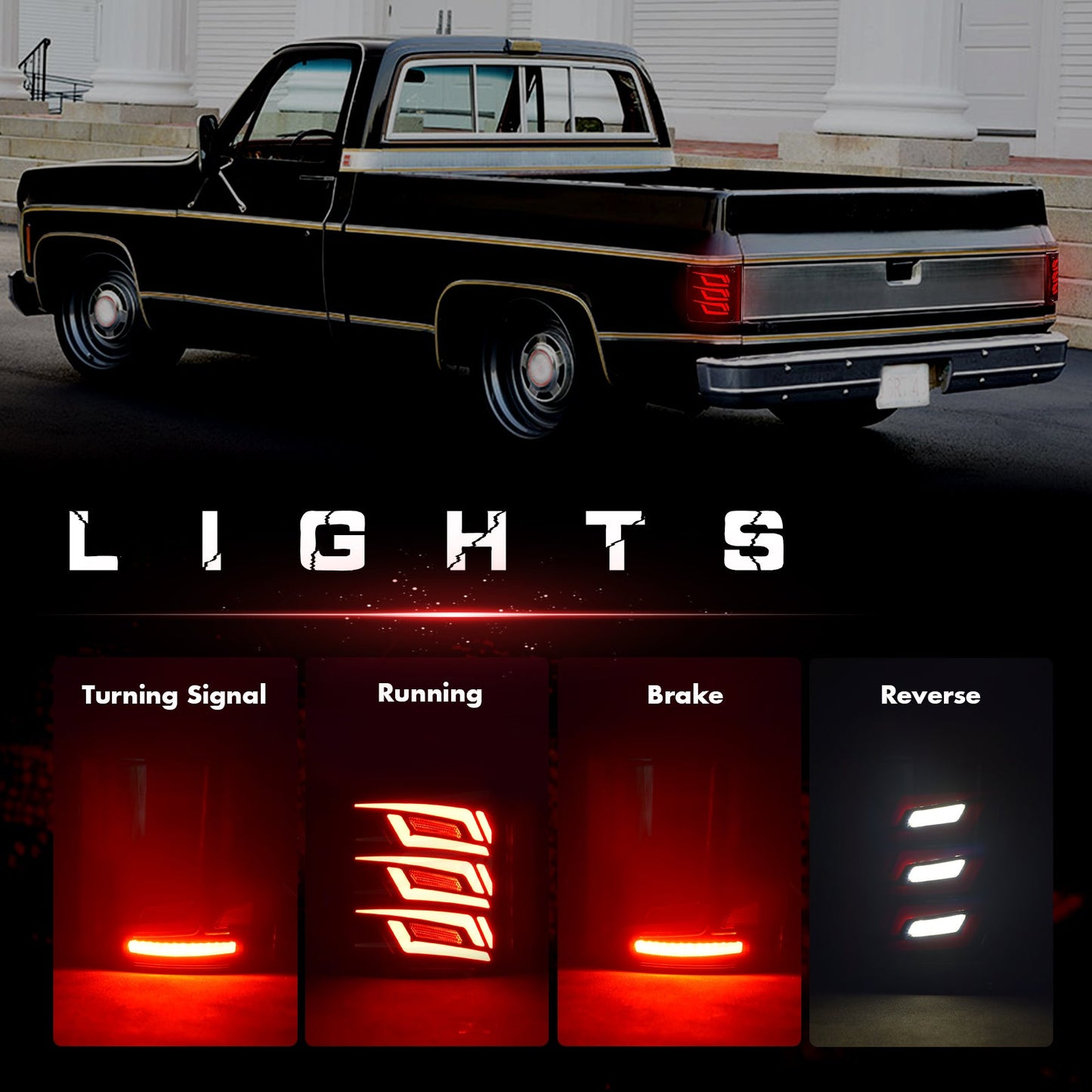 LED Tail Light Assembly for 1973-1987 chevy C10 & GMC With Smoke Lens