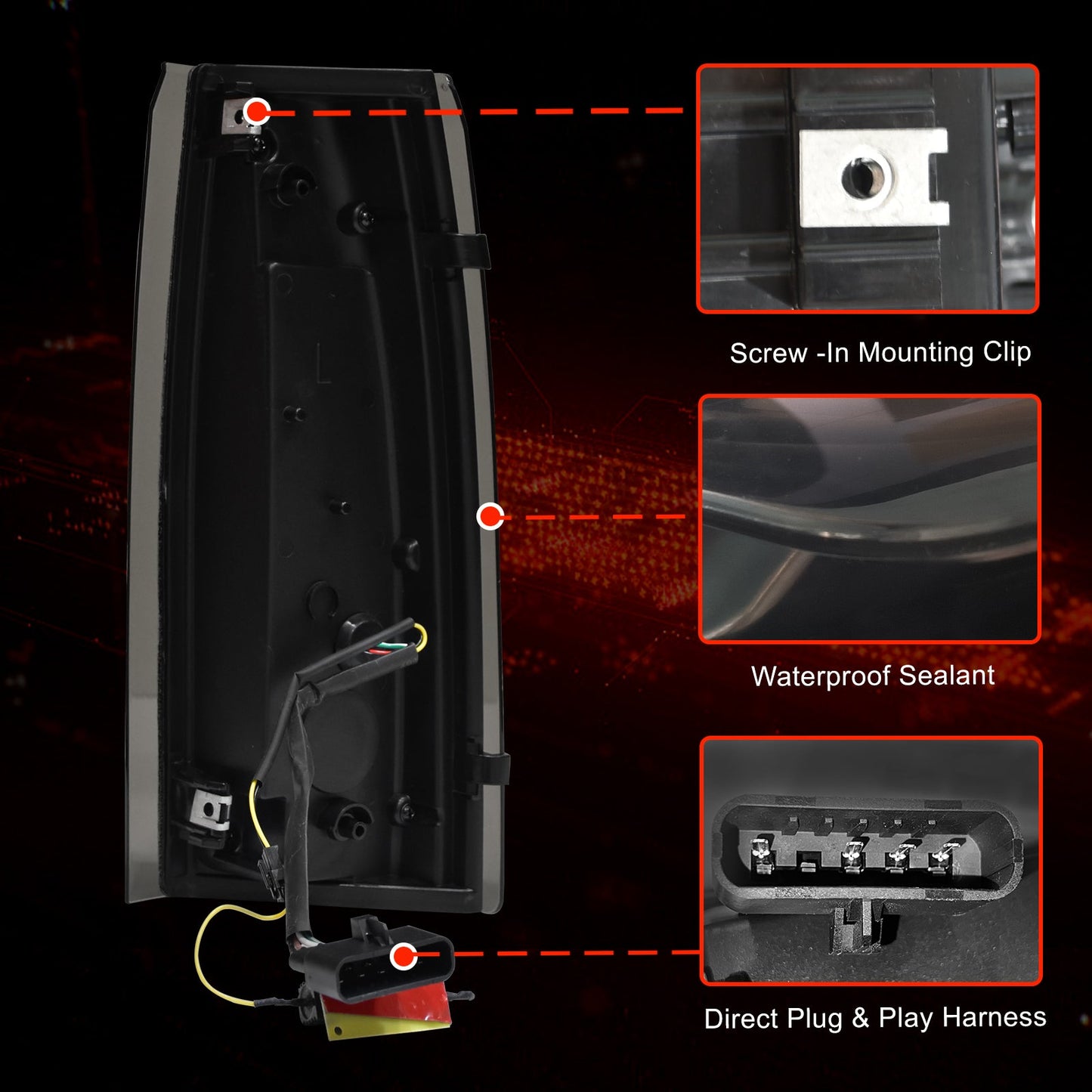 Smoked Tail Lights for 1988-1999 Chevy GMC C/K Pickup Truck Silverado Suburban Sierra Tahoe Yukon