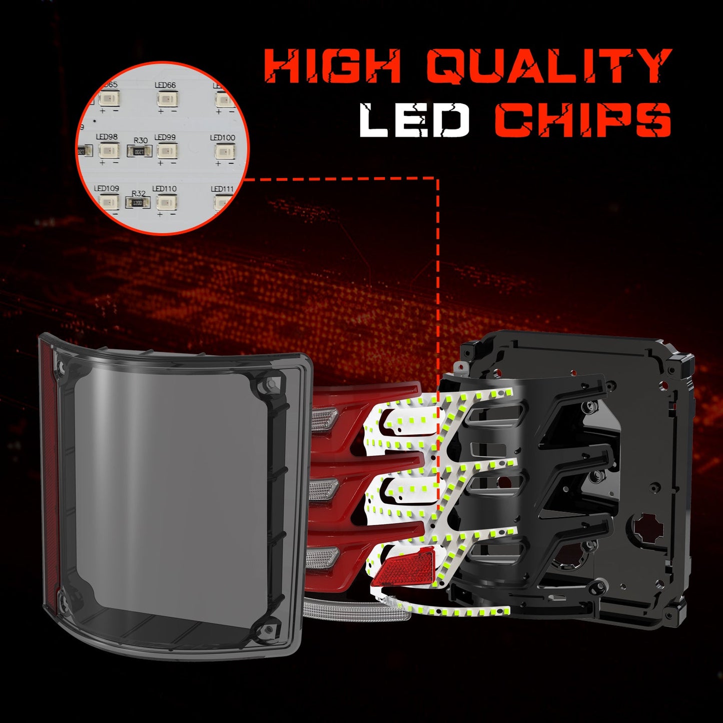 LED Tail Light Assembly for 1973-1987 chevy C10 & GMC With Smoke Lens