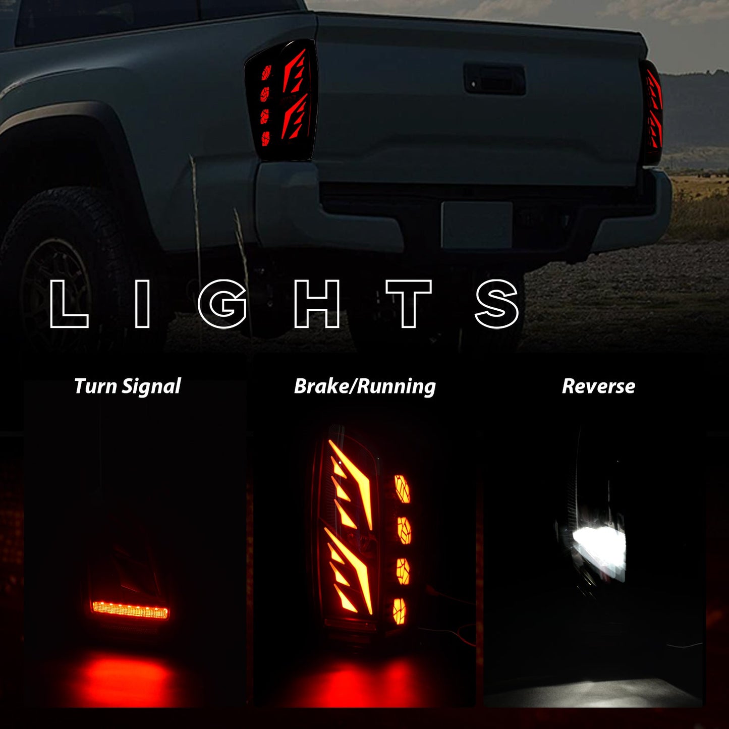 LED Tail Light Assembly Fit for 2016-2023 Toyota Tacoma,Starting Animated Rear Lamp Assembly with Dynamic Turn Signal,Brake Light,Reverse Light