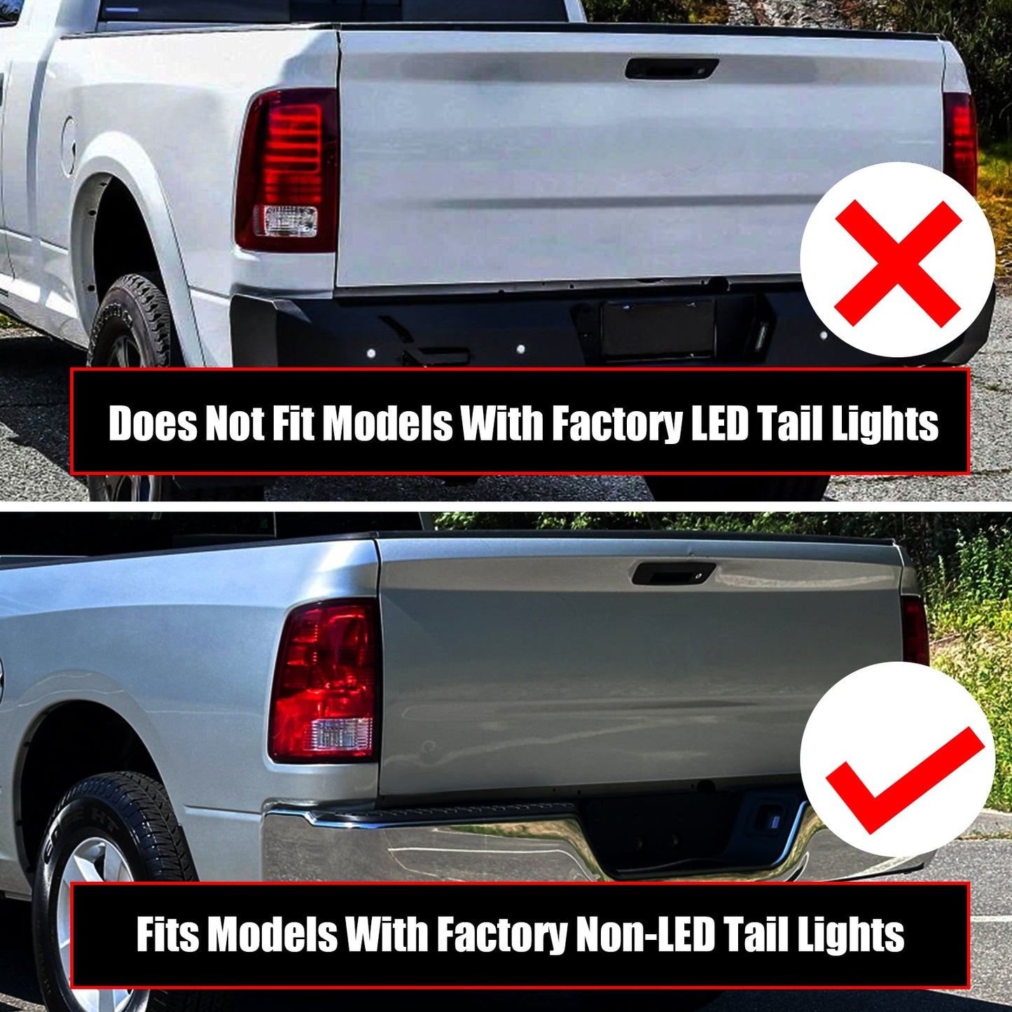 mcooo Full Led tail lights for 2009-2018 Dodge Ram Rear Light Assembly Turn Signal,Brake Light,Reverse Light Smoked 1 Pair Rear Lights