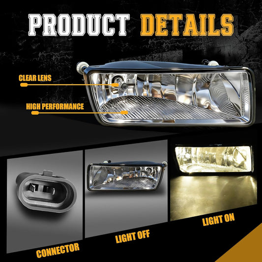 mcooo 2006-2010 Ford Explorer Fog Lights Pair - Direct Replacement for Original for Lights- Fits 2008-2010 Explorer Sport Trac - OEM Style Clear Lens, Weatherproof Housing (Driver & Passenger Side)