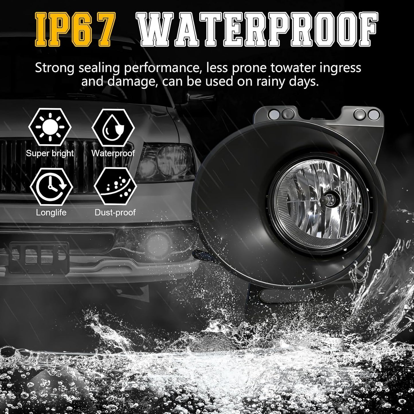 mcooo Front Driving Fog Lamps Assembly Fit for 2005 2006 2007 2008 Ford F150, 2006-2010 Lincoln Mark LT,DOT Certified - 1 Pair(Halogen Bulbs)