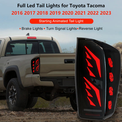 LED Tail Light Assembly Fit for 2016-2023 Toyota Tacoma,Starting Animated Rear Lamp Assembly with Dynamic Turn Signal,Brake Light,Reverse Light