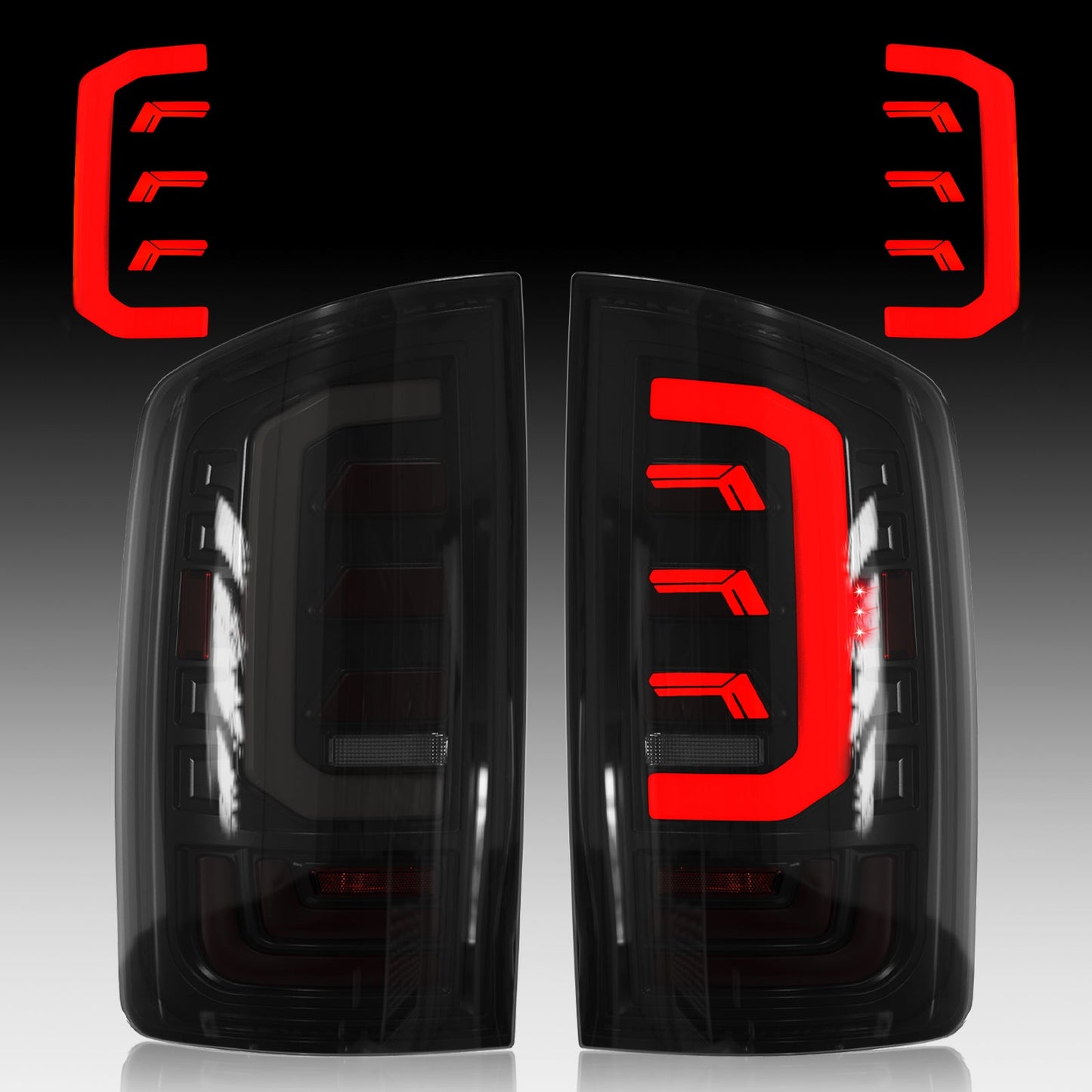 Sequential Ful Led Tail Lights for 2003 2004 2005 2006 Dodge RAM 1500 2500 3500,2002 RAM 1500 Starting Animated Tail Light Assembly，Brake,Dynamic Turn Signal , Reverse Light【Smoked】