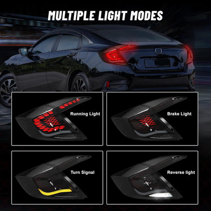 LED Tail Lights for 2016-2021 Honda Civic 10th Gen Sedan (1 pair)