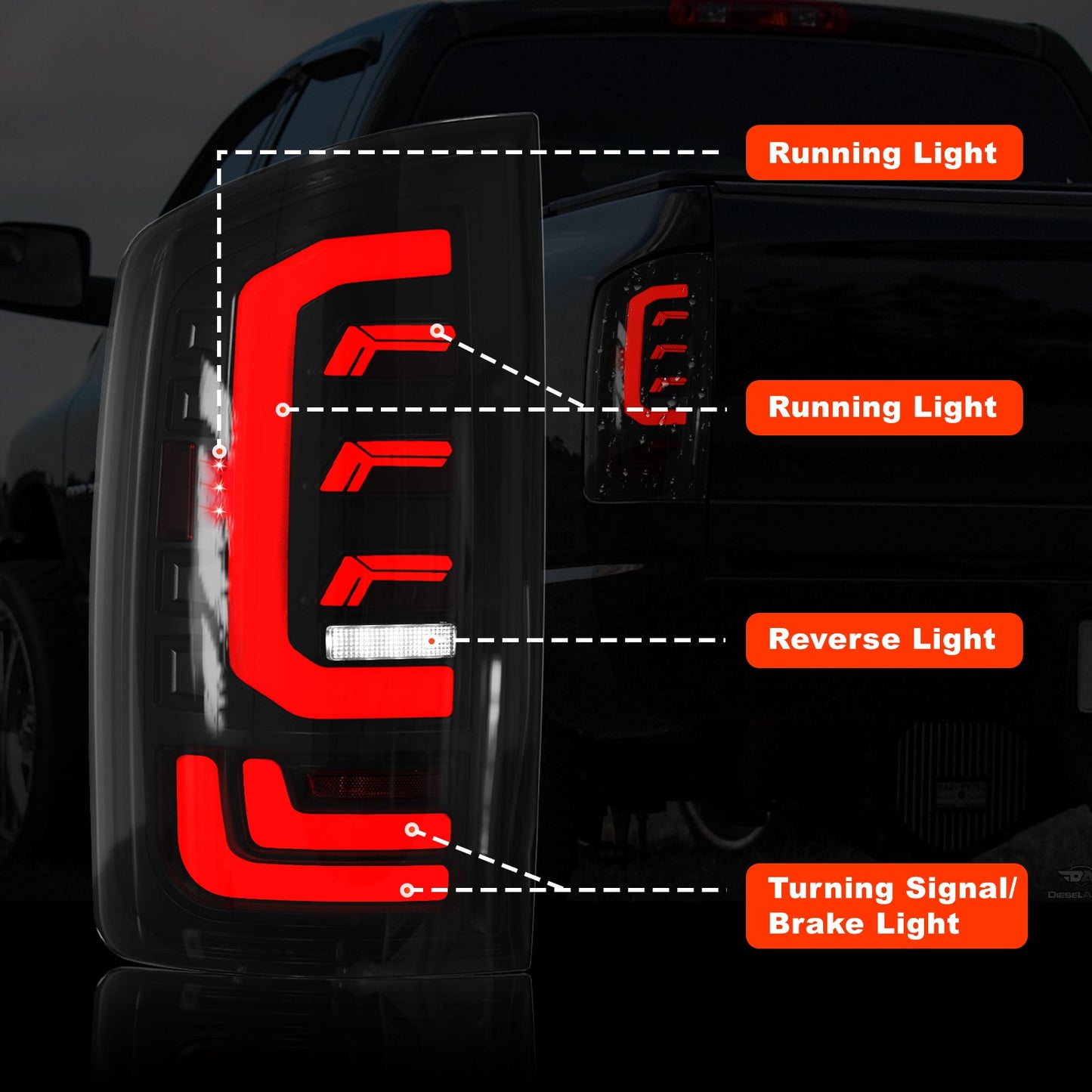 Sequential Ful Led Tail Lights for 2003 2004 2005 2006 Dodge RAM 1500 2500 3500,2002 RAM 1500 Starting Animated Tail Light Assembly，Brake,Dynamic Turn Signal , Reverse Light【Smoked】