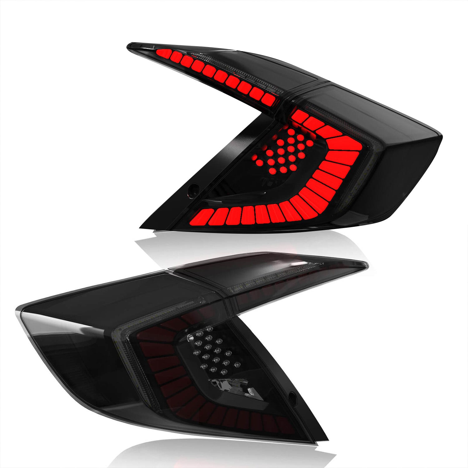 2016–2021 Honda Civic Sedan 10th Gen Sequential LED Tail Lights Assembly Replacement | Smoked Lens | Animated Startup | Plug & Play | 1 Pair