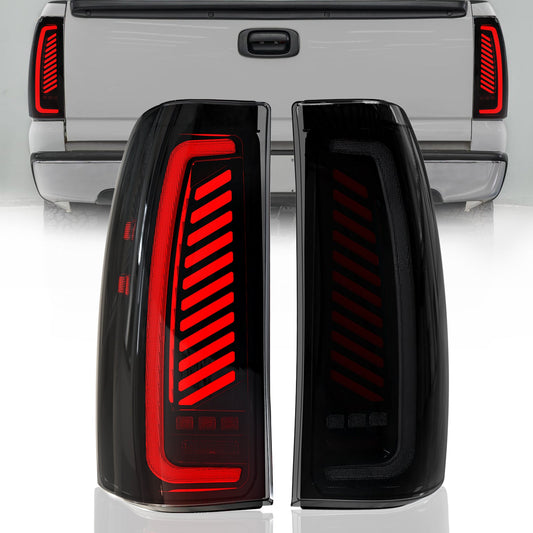 Sequential LED Tail Light for 1999-2002 Chevy Silverado,1999-2006 GMC Sierra Starting Animated Rear Light Assembly, Dynamic Turn Signal,Brake Light,Reverse Light Smoked