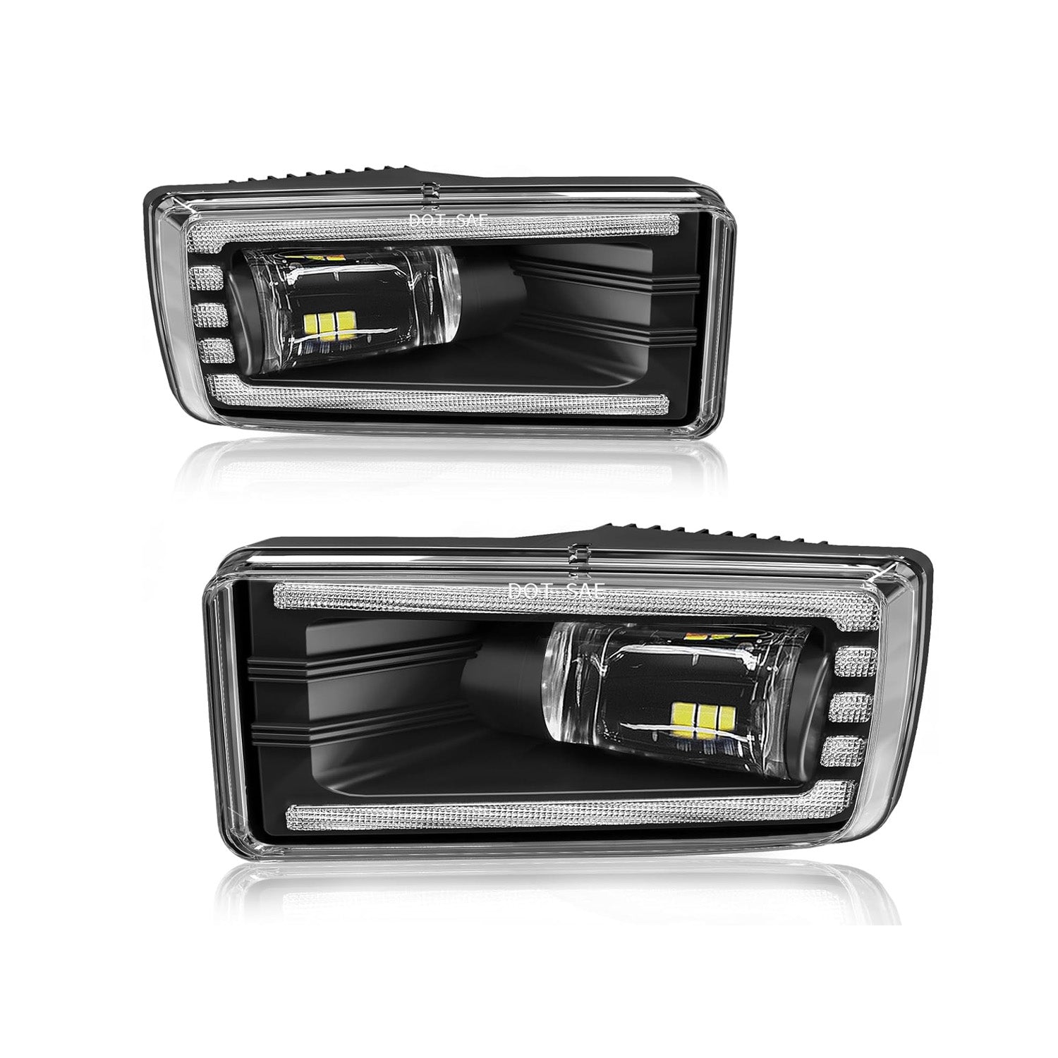 2007–2015 Chevy Silverado / Tahoe / Suburban / Avalanche LED Fog Lights Assembly Replacement | DRL & Turn Signal | Front Bumper Lamps | 1 Pair