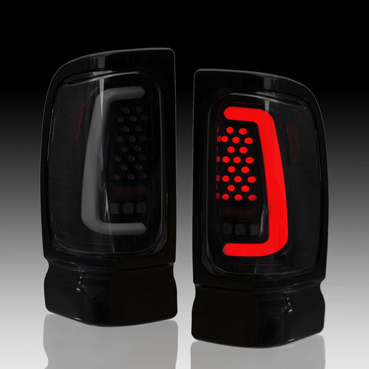 Sequential Full Led tail lights for Dodge 1994-2001 Ram 1500, 1994-2002 Ram 2500/3500 Starting Animated Rear Light Assembly, Dynamic Turn Signal,Brake Light,Reverse Light Smoked