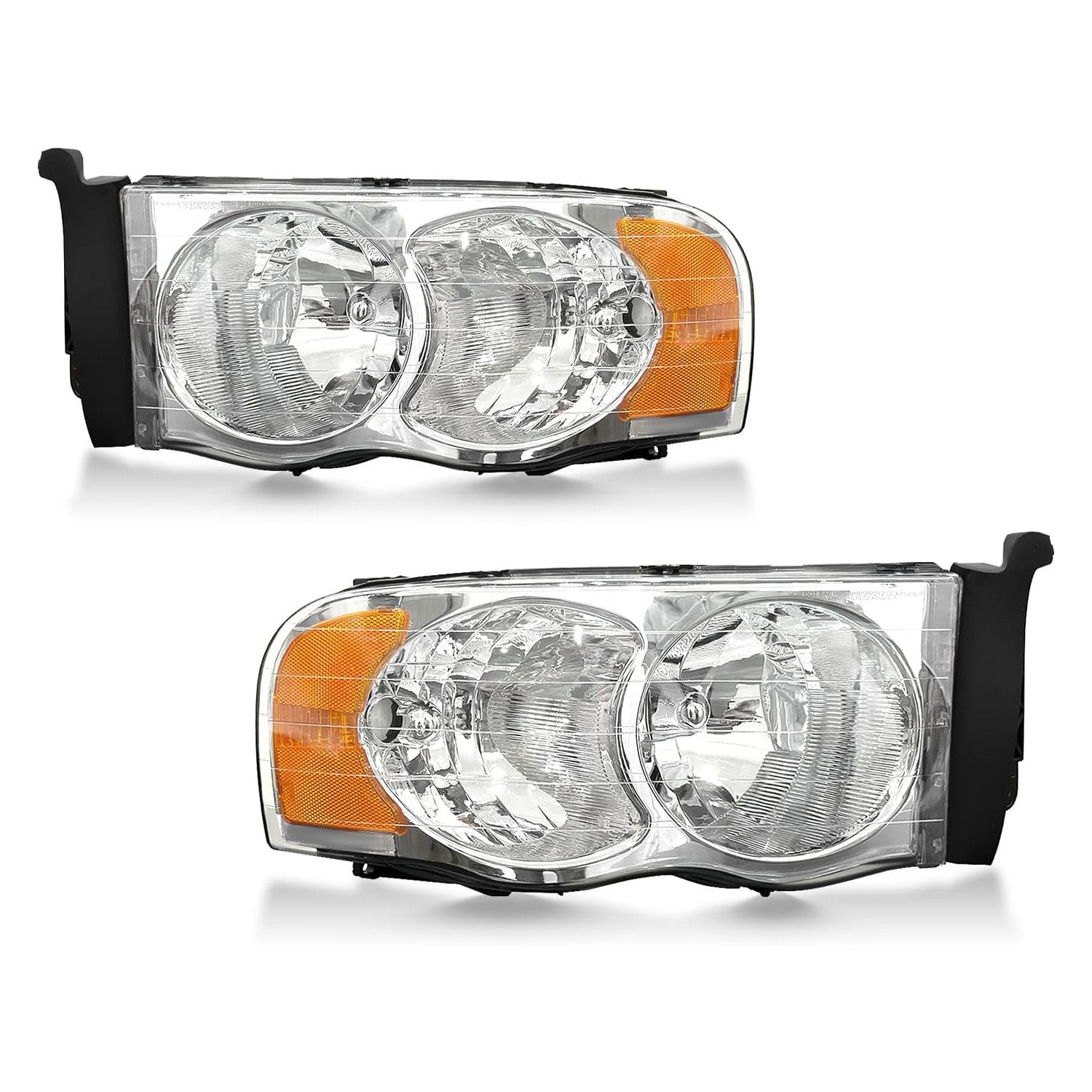 2002-2005 Dodge Ram 1500/2500/3500 OEM Style Replacement Headlights Assembly – Clear Trim