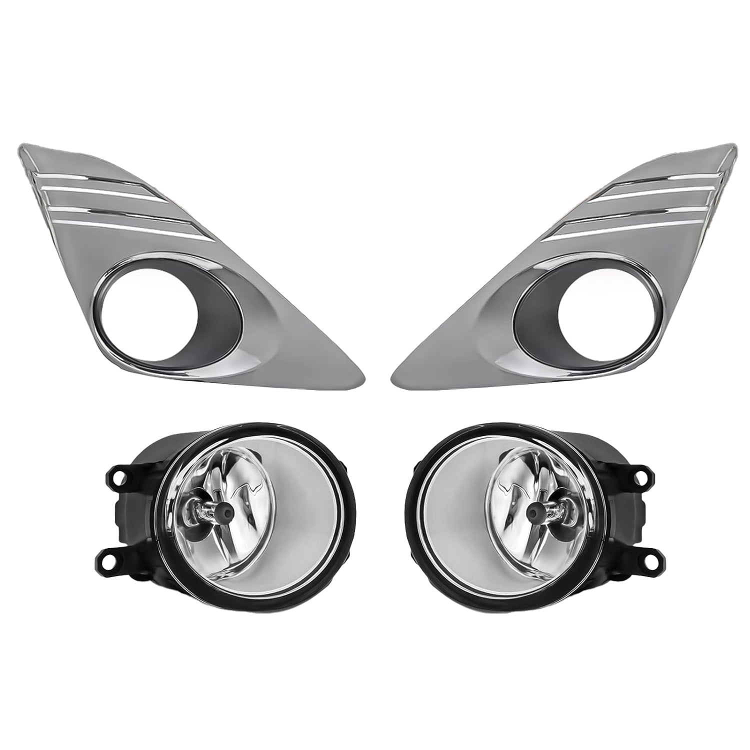 2012–2014 Toyota Camry Halogen Fog Lights Replacement | Chrome Bezels | Plug & Play | With Switch & Wiring Harness | 1 Pair