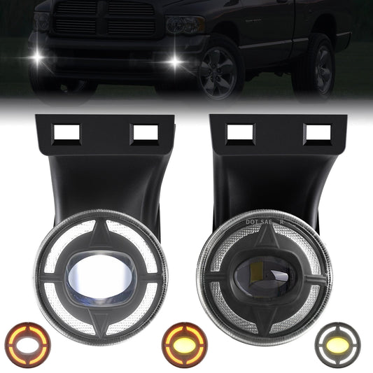 LED Fog Lights Replacement with DRL For 1994-2002 Dodge Ram 1500, 2500, 3500 (1 Pair)