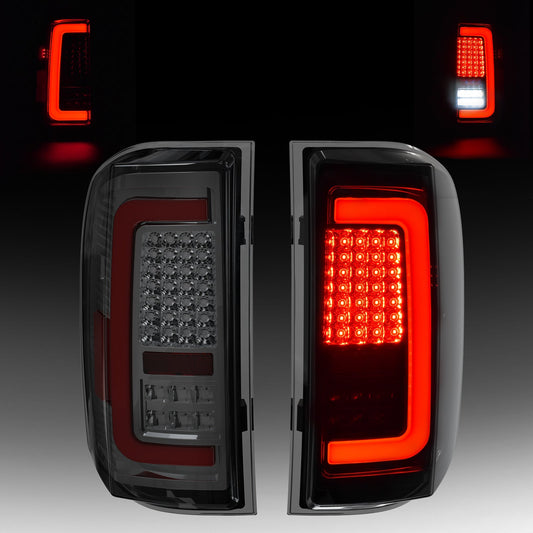 mcooo Full LED Tail Light for 2007-2013 Chevy Silverado 1500 2500HD 3500HD,Unique C Shaped Design Rear Light,Turn Signal,Smoked Lens Tail Lights,Brake,Reverse Light