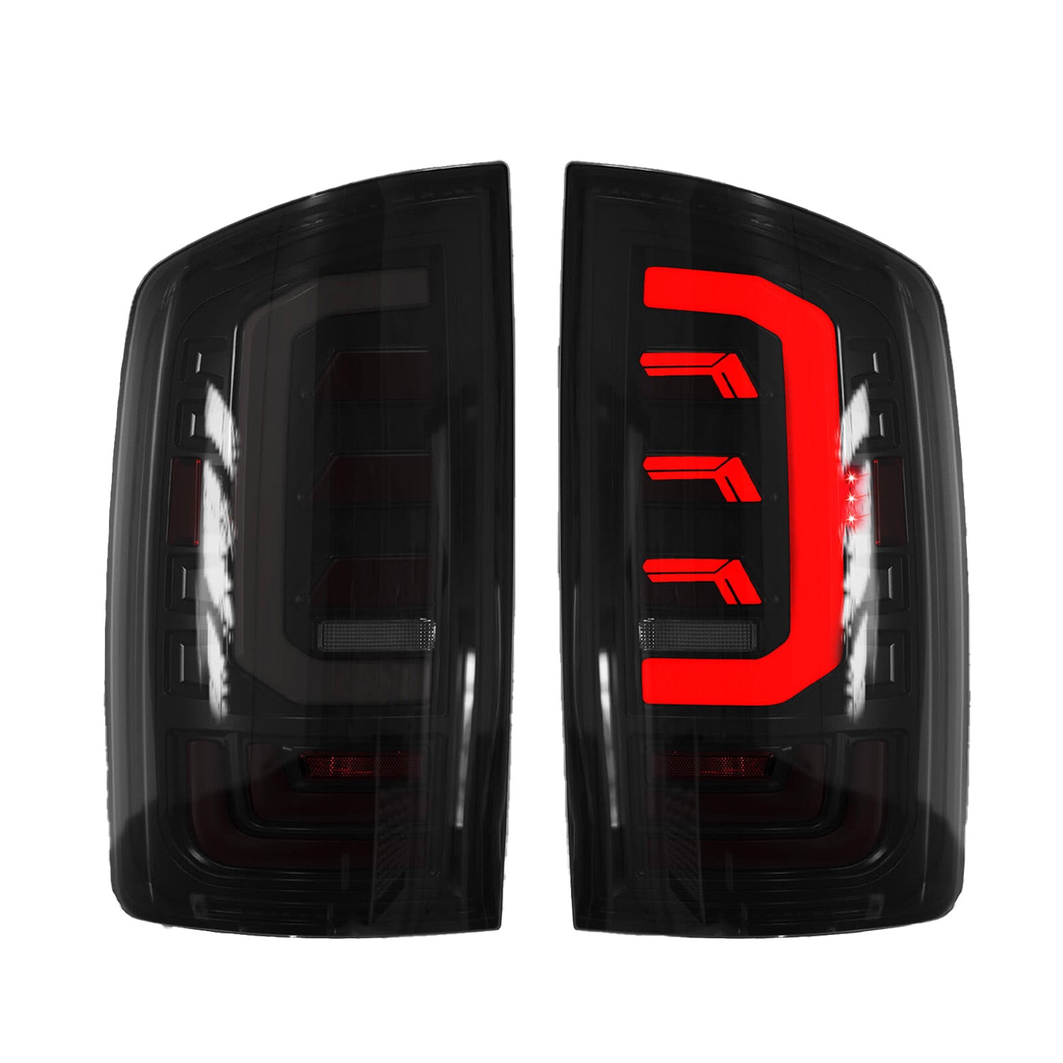 2003-2006 Dodge Ram 1500/2500/3500 Sequential Full LED Tail Lights Assembly – Starting Animated, Smoked