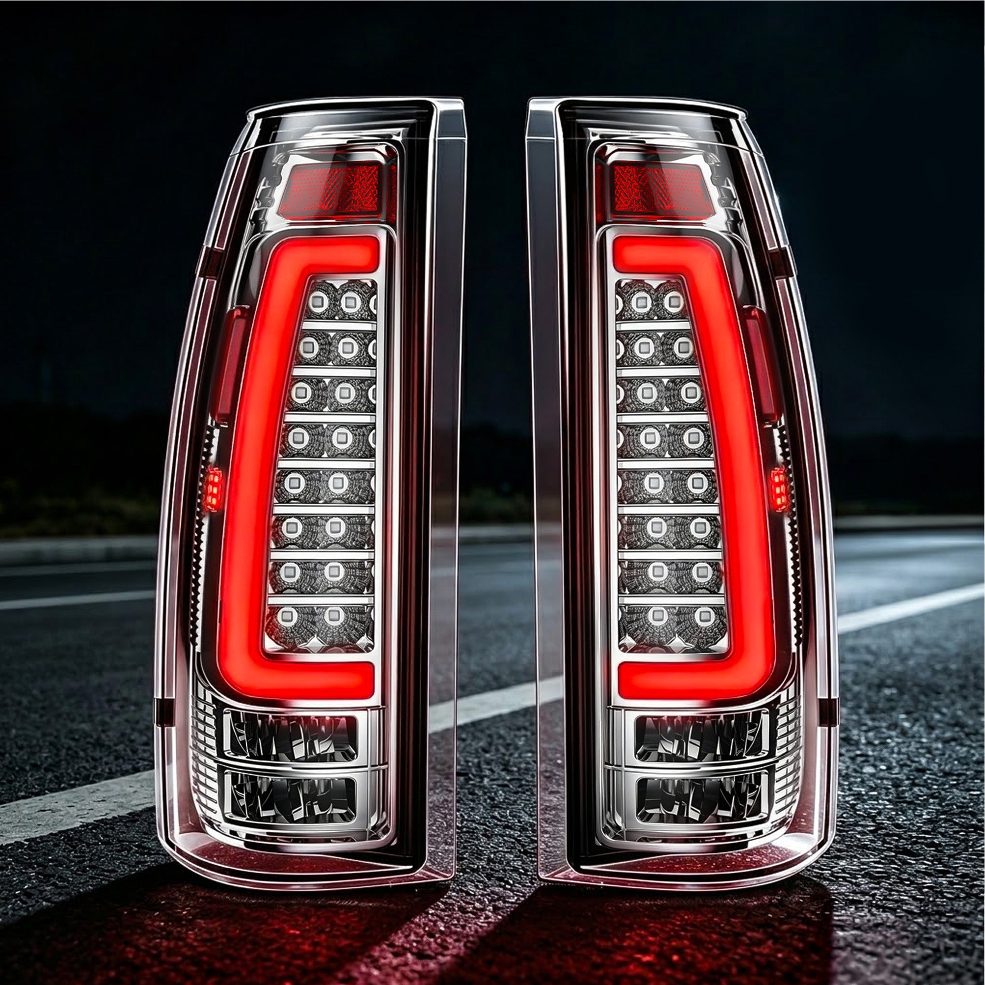 LED Tail Lights with Clear Lens for 1988-1998 Chevy GMC C/K Sierra, 92-99 Suburban Yukon, 95-99 Tahoe,Blazer,Cadillac Escalade Plug & Play