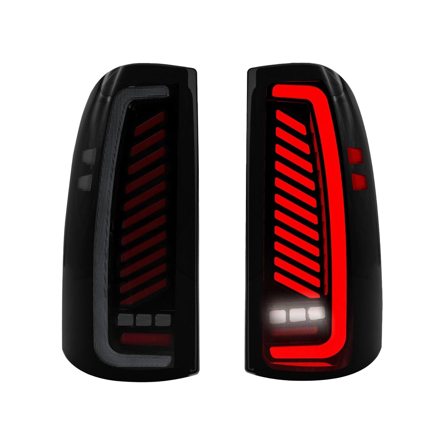 1999-2002 Chevy Silverado 1500/2500 & 1999-2006 GMC Sierra 1500/2500/3500 Sequential LED Tail Lights – Start-Up Animation, Dynamic Turn Signal, Smoked