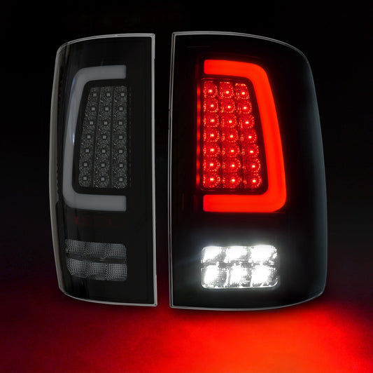 mcooo Full Led tail lights for 2009-2018 Dodge Ram Rear Light Assembly Turn Signal,Brake Light,Reverse Light Smoked 1 Pair Rear Lights