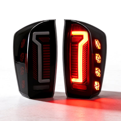 mcooo Full LED Tail Lights for 2016-2023 Toyota Tacoma with Smoked Lens & Dynamic Starting Animation (1 Pair)