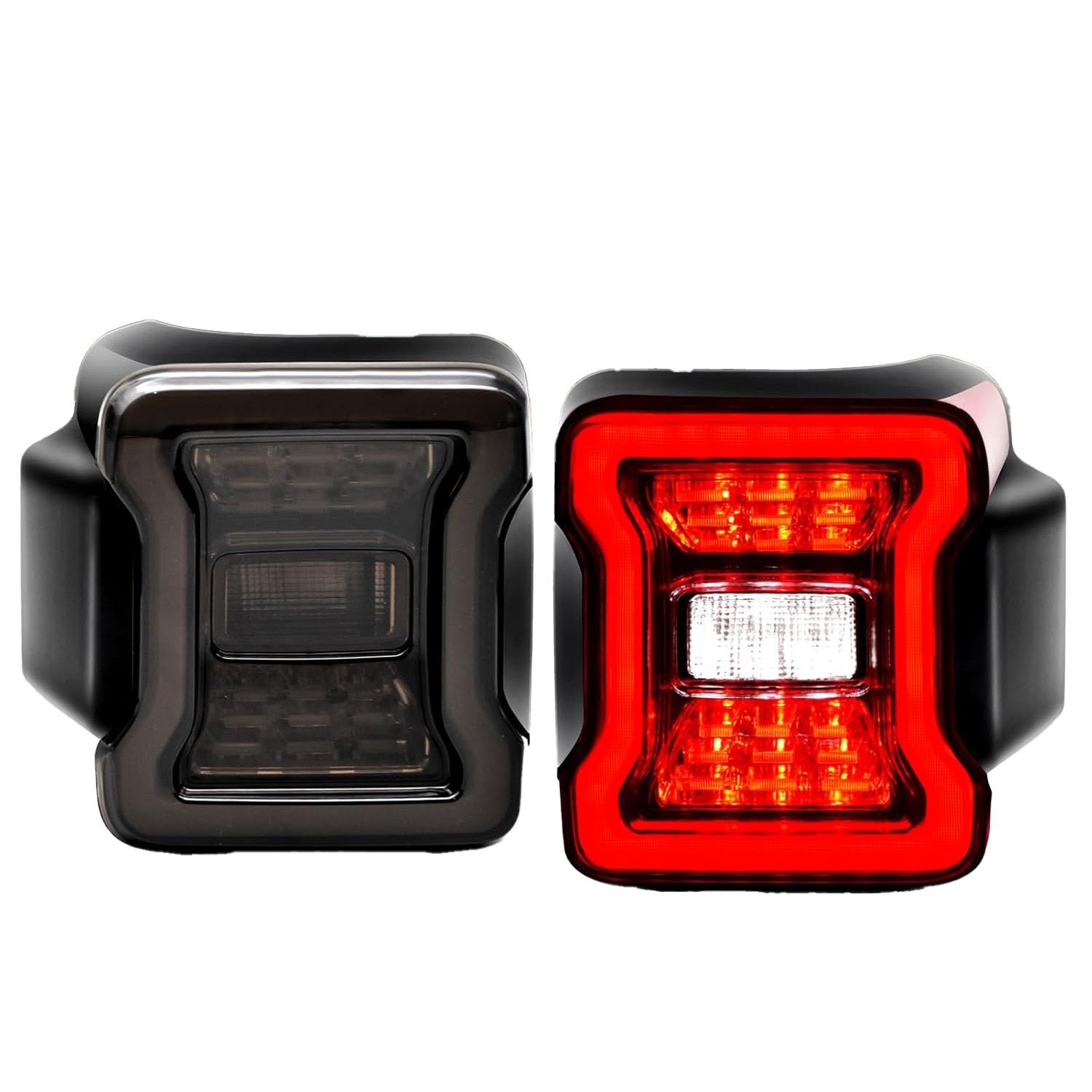2007–2018 Jeep Wrangler JK/JKU Smoked LED Tail Lights | Z-Shape Tunnel Design | 4-in-1 | DOT Approved | 1 Pair