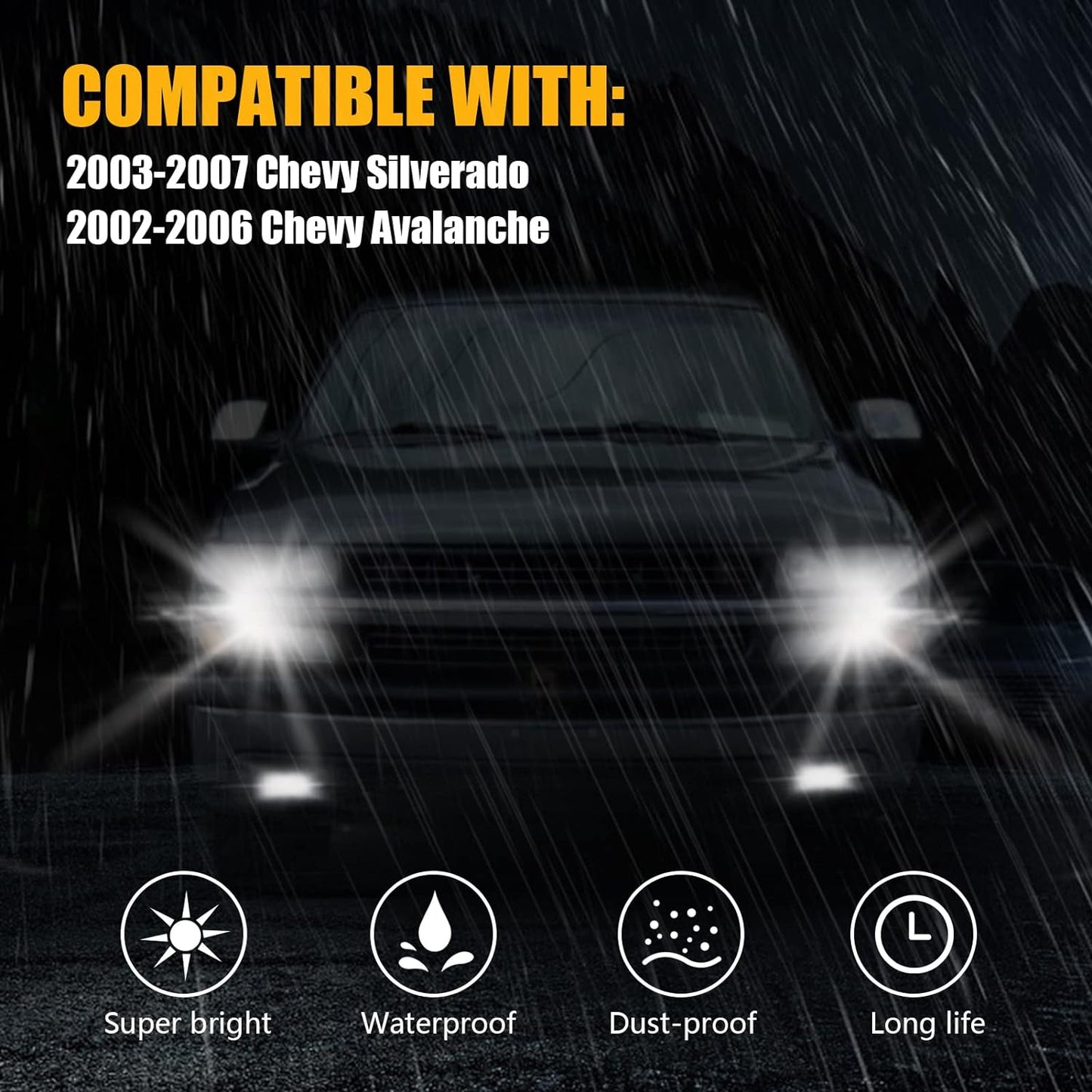 LED Fog Lights for 2003-2007 Chevy Silverado, 2002-2006 Avalanche (1 pair)
