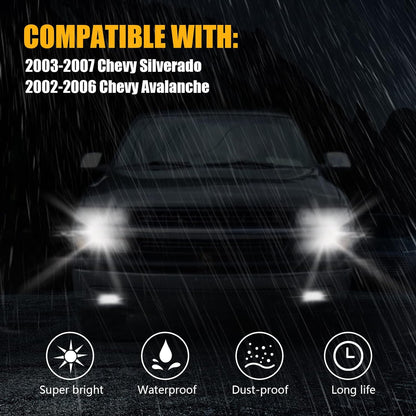 LED Fog Lights for 2003-2007 Chevy Silverado, 2002-2006 Avalanche (1 pair)