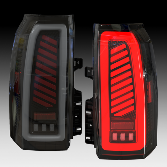 Sequential Full Led tail lights for 2015-2020 GMC Yukon/Yukon XL,Starting Animated Rear Light Assembly, Dynamic Turn Signal,Brake Light,Reverse Light Smoked