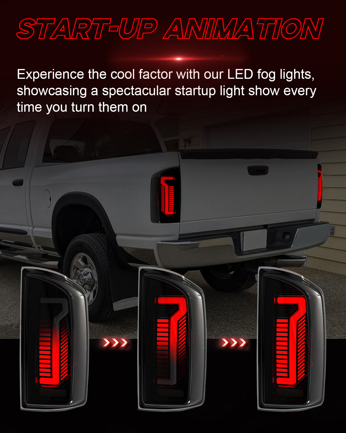 Sequential Full Led taillights for 2007-2008 dodge ram 1500 2007-2009 dodge ram 2500 3500 Starting Animated Rear Light Assembly, Dynamic Turn Signal,Brake Light,Reverse Light Smoked