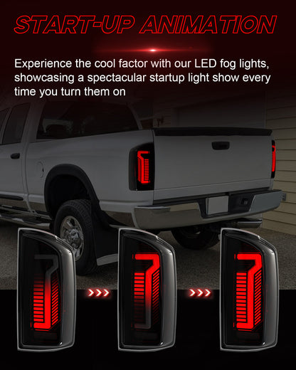 Sequential Full Led taillights for 2007-2008 dodge ram 1500 2007-2009 dodge ram 2500 3500 Starting Animated Rear Light Assembly, Dynamic Turn Signal,Brake Light,Reverse Light Smoked