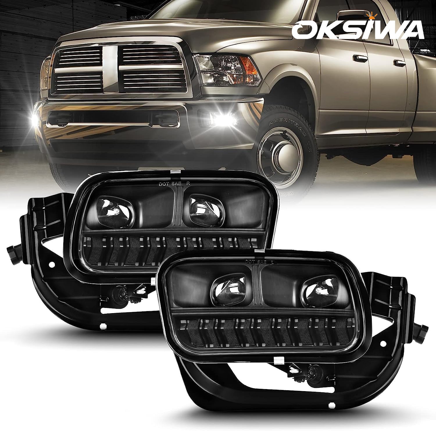 Mcooo LED Fog Lights for Dodge Ram 1500 2009-2012,Dodge Ram 2500 2010-2018,Dodge Ram 3500 2012-2018 Pickup Truck Bumper Fog Lamps Replacement