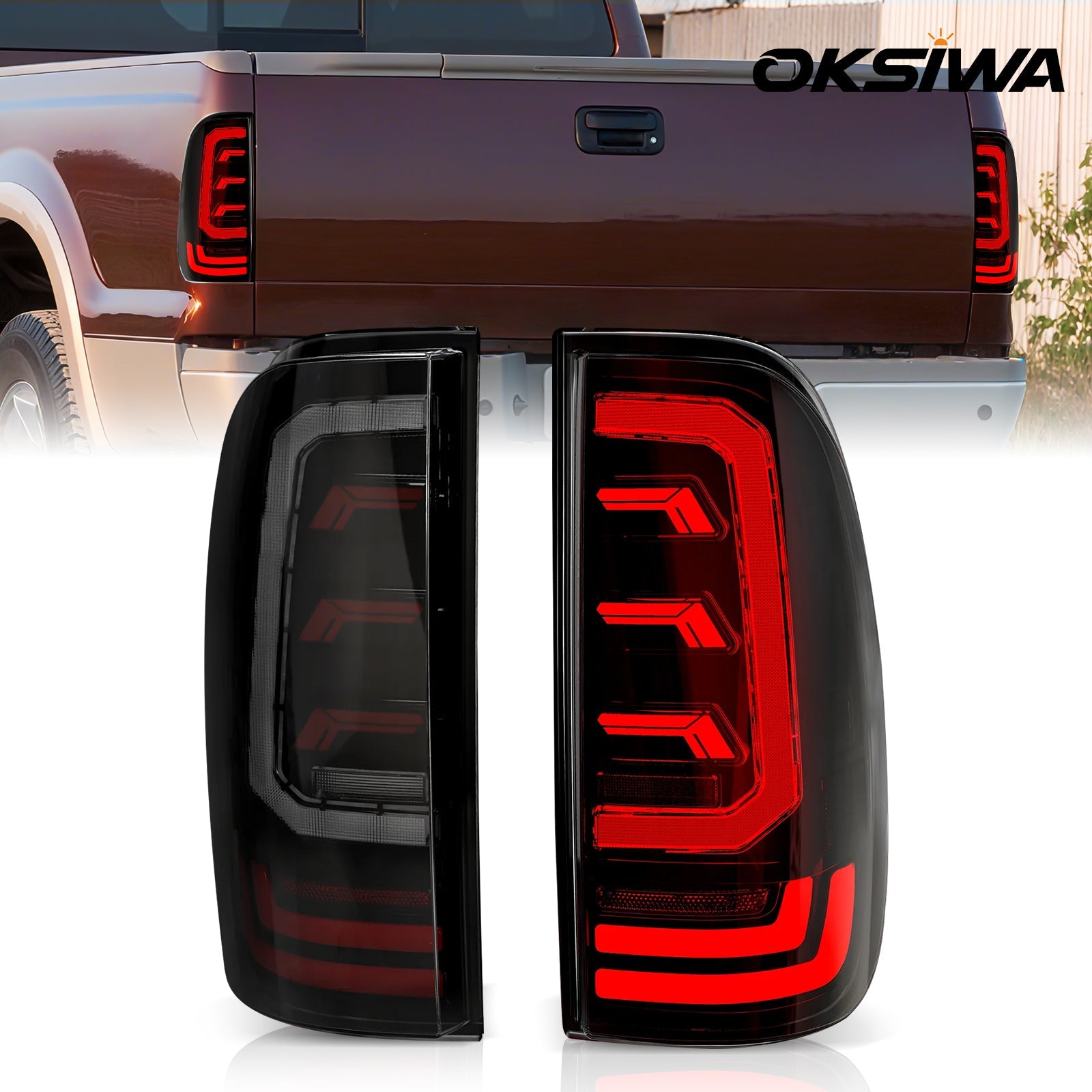 Mcooo Sequential Full Led Tail Lights for Ford F250 F350 F450 2008-2016 Starting Animated, Dynamic Turn Signal,Brake Light,Reverse Light Smoked Rear Light Assembly