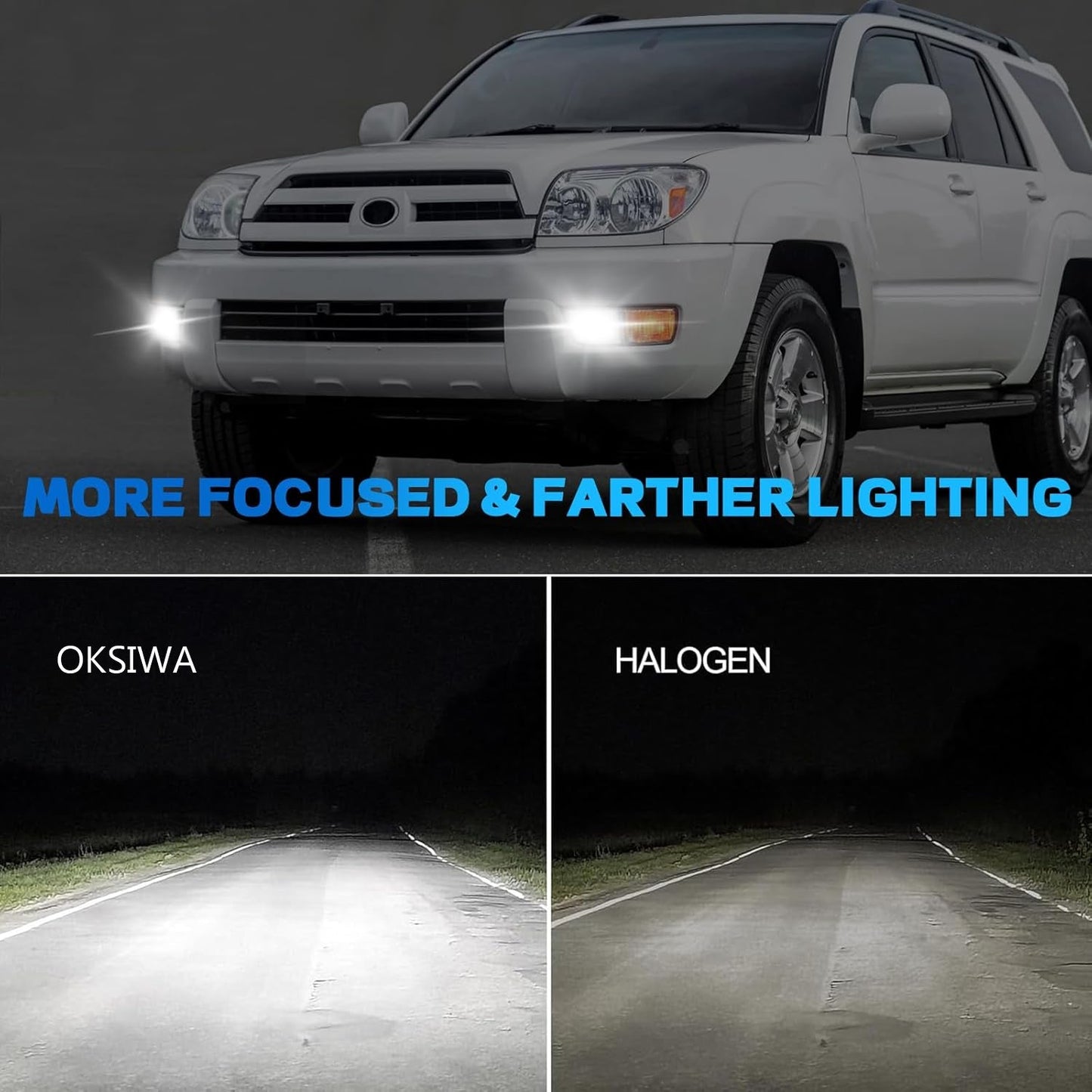 mcooo LED Fog Lights fit for Toyota 4Runner 2003 2004 2005, Front Driving Fog Lamps Assembly Replacement Kit (LED Fog Lights)