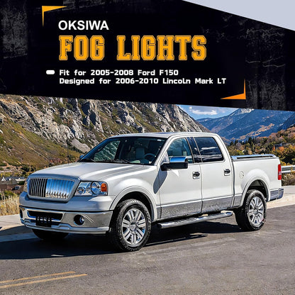 mcooo Front Driving Fog Lamps Assembly Fit for 2005 2006 2007 2008 Ford F150, 2006-2010 Lincoln Mark LT,DOT Certified - 1 Pair（Halogen Bulbs）