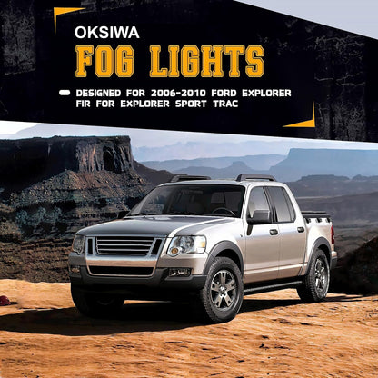 mcooo 2006-2010 Ford Explorer Fog Lights Pair - Direct Replacement for Original for Lights- Fits 2008-2010 Explorer Sport Trac - OEM Style Clear Lens, Weatherproof Housing (Driver & Passenger Side)