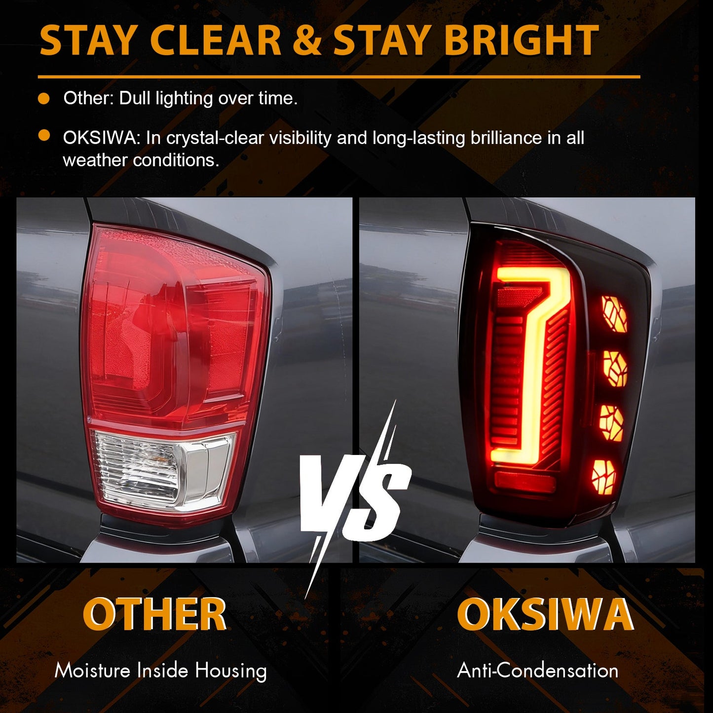 mcooo Full LED Tail Lights for 2016-2023 Toyota Tacoma with Smoked Lens & Dynamic Starting Animation (1 Pair)