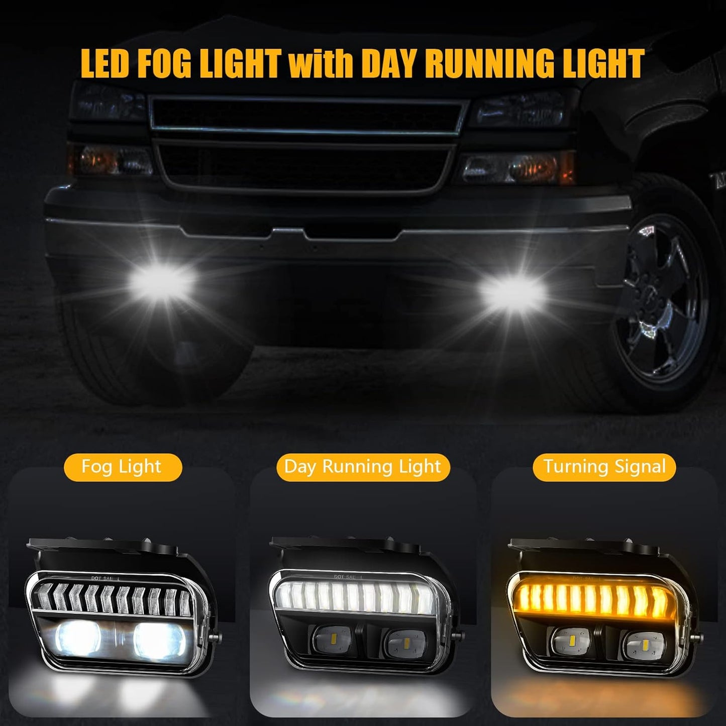 LED Fog Lights for 2003-2007 Chevy Silverado, 2002-2006 Avalanche (1 pair)