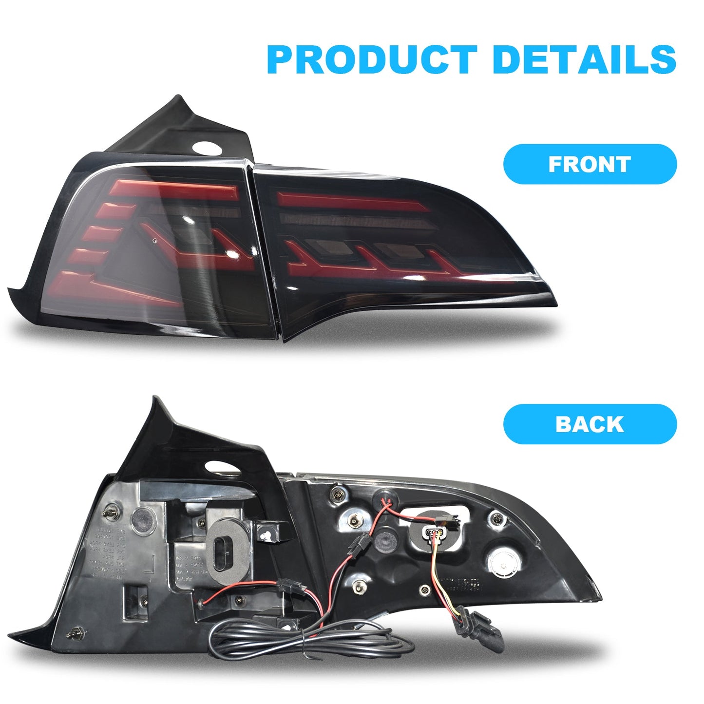 LED Tail Lights for 2017-2022 Tesla Model 3, Model Y with Smoked Lens