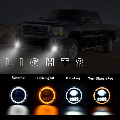 Led Fog Lights with DRL/Turn Signal for GMC 2007-2013 Sierra 1500,2007-2014 Sierra 2500 3500HD (Not Fit Classic Models) Bumper Driving Fog Lamp