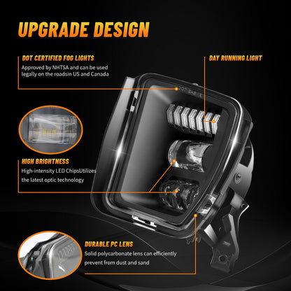 LED Fog Lights For 2013-2018 Dodge Ram 1500 with Day Running Light (1 pair)