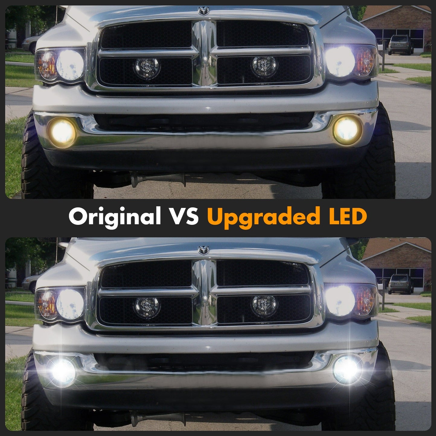 LED Fog Lights Replacement with DRL For 1994-2002 Dodge Ram 1500, 2500, 3500 (1 Pair)