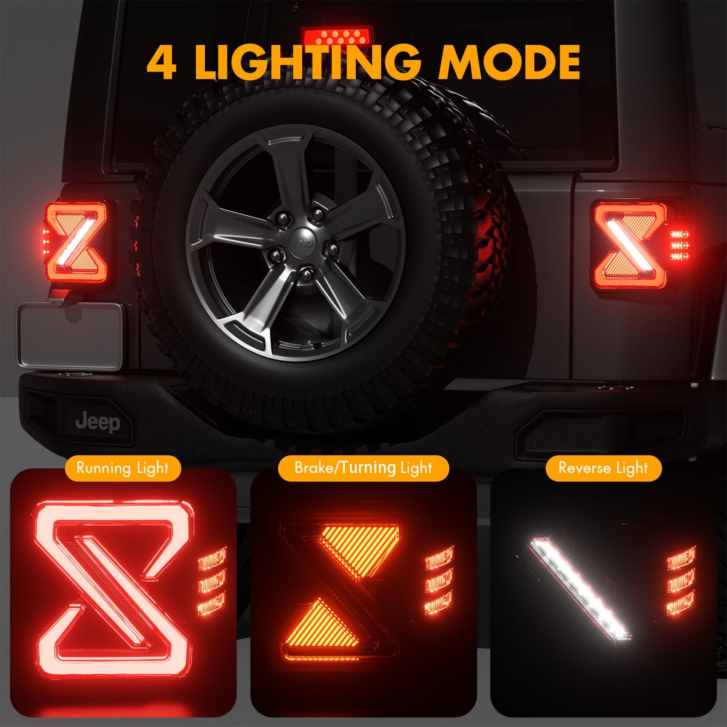 LED Tail Lights for 2007-2018 Jeep Wrangler JK, JKU, Sport, Sahara, Rubicon (1 pair)