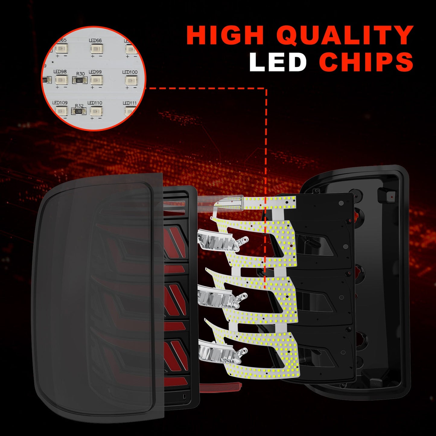 Tail Lights for 2007-2013 Chevy GMC Sierra 1500, 2007-2014 GMC Sierra 2500 HD, 3500 HD
