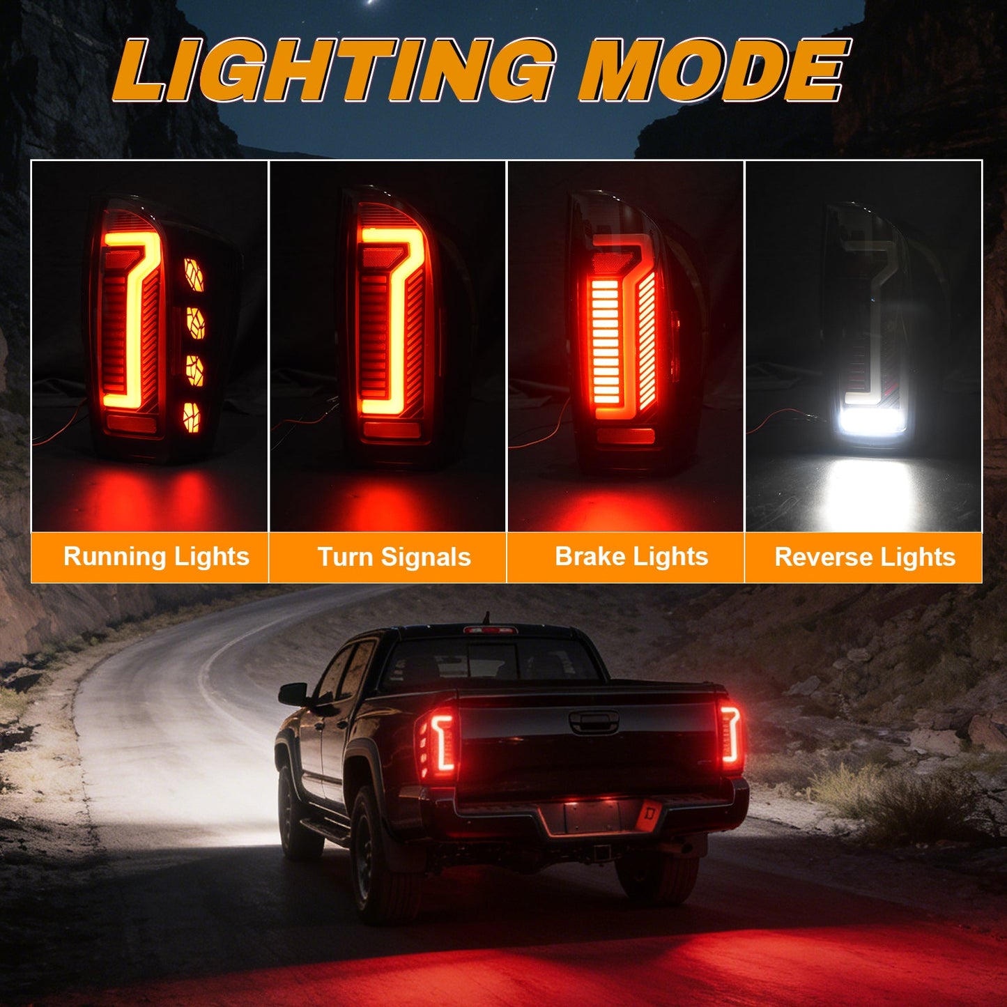 mcooo Full LED Tail Lights for 2016-2023 Toyota Tacoma with Smoked Lens & Dynamic Starting Animation (1 Pair)