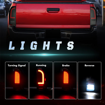 Full Led Tail Lights for Toyota Tacoma 2005-2015 Rear Light Assembly, Turn Signal,Brake Light,Reverse Light Smoked