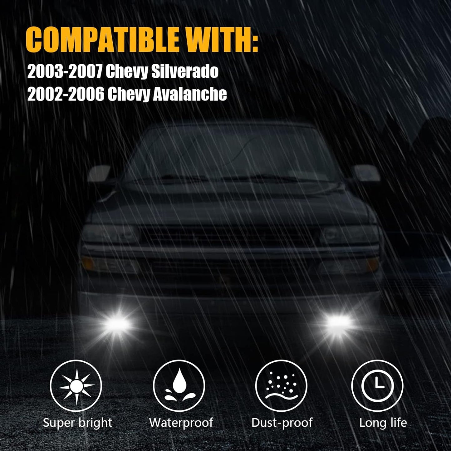 LED Fog Lights for 2003-2007 Chevy Silverado, 2002-2006 Avalanche (1 pair)
